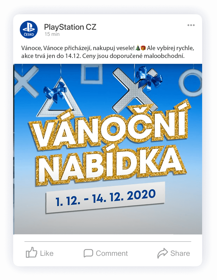 Vánoční nabídka PlayStation — ukázka produktové kampaně